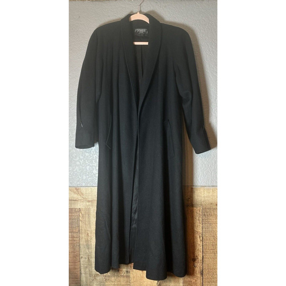 Vintage Pure Wool‎ Trench Coat Womens L Cozy Warm Long Open Old Money Officecore - Picture 1 of 8